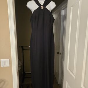 Black and White Halter Maxi Gown for Cocktail